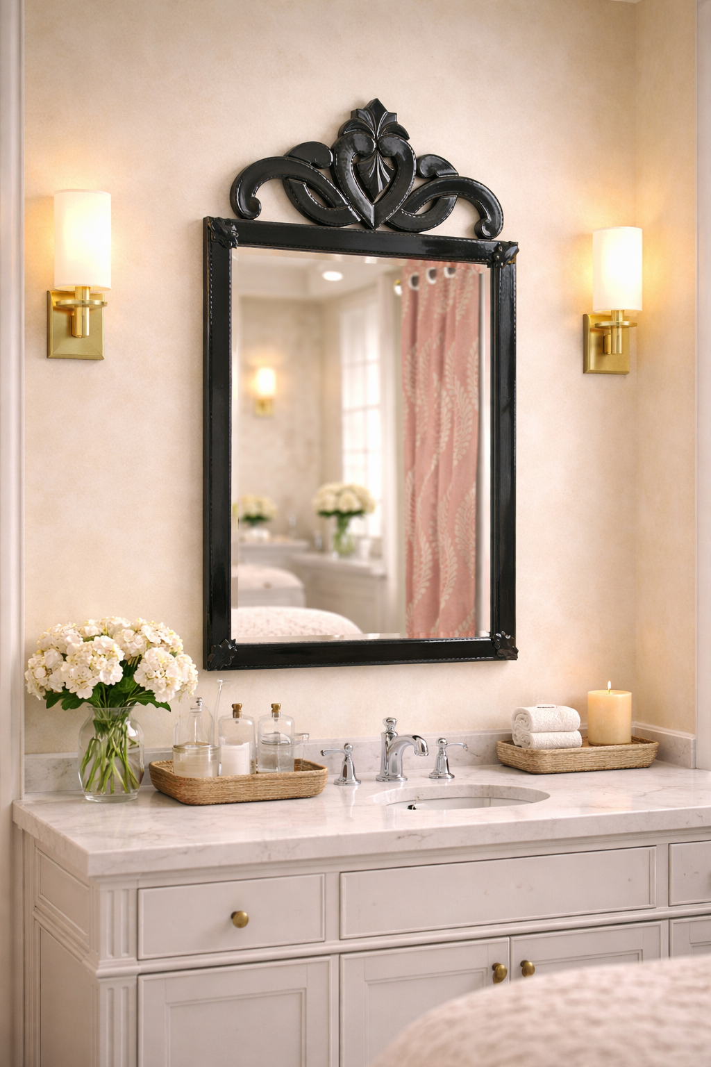 Handmade Silver Glass Venetian Mirror Rectangle Shape And Black Frame thumbnail